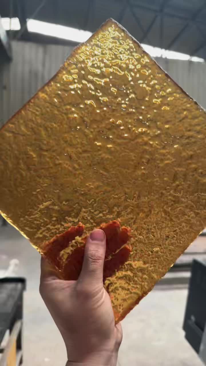 Amber Organic Texture decorative glass sample