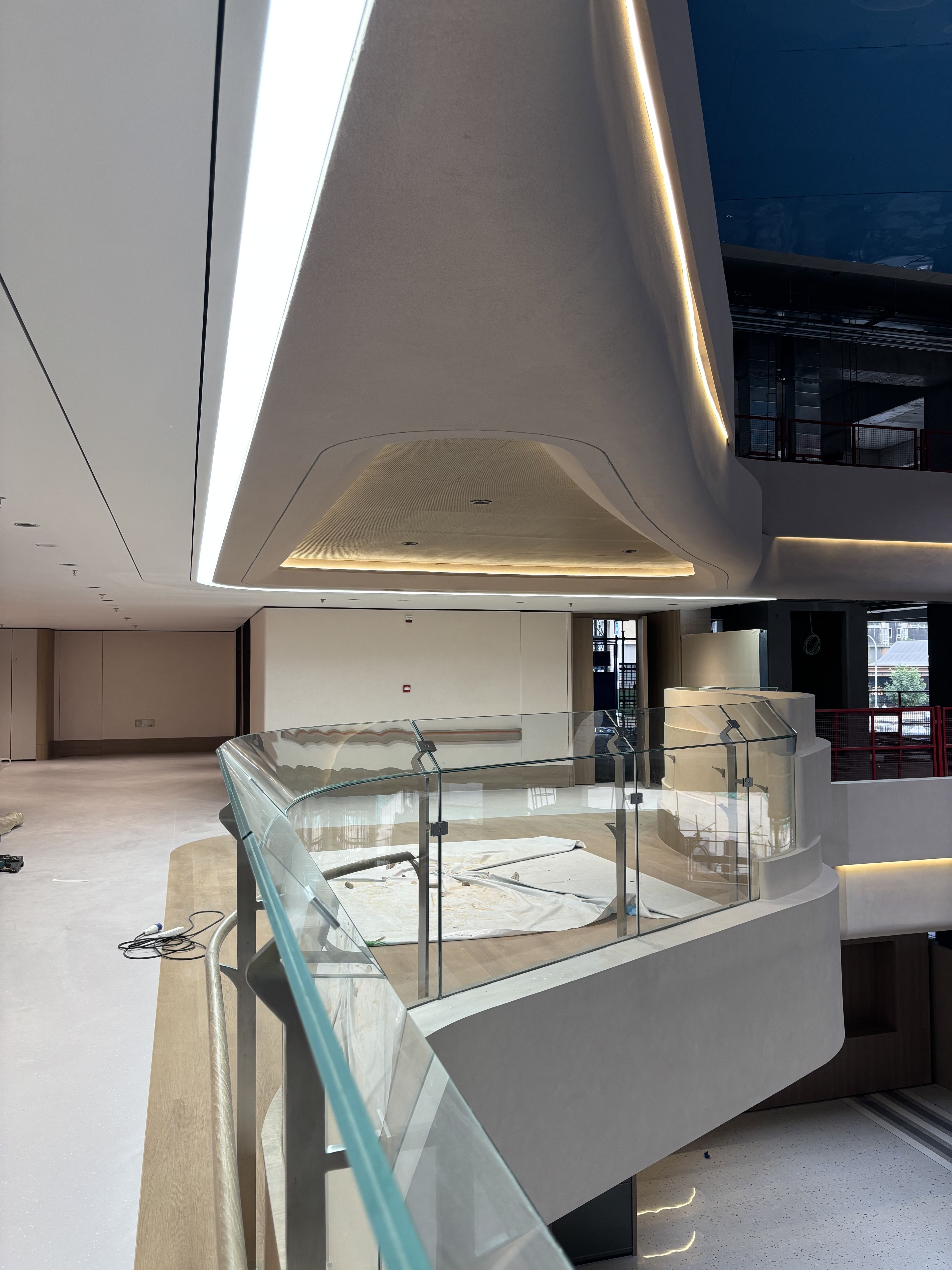 Curved architectural glass balustrade installation