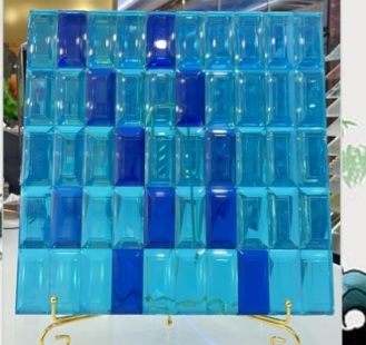 Blue Block Pattern decorative glass sample