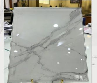 Grey marble-effect decorative glass sample