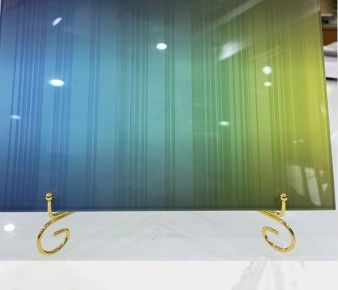 Blue to green gradient glass sample