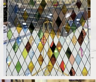 Multicolored diamond-pattern glass from the sample catalogue
