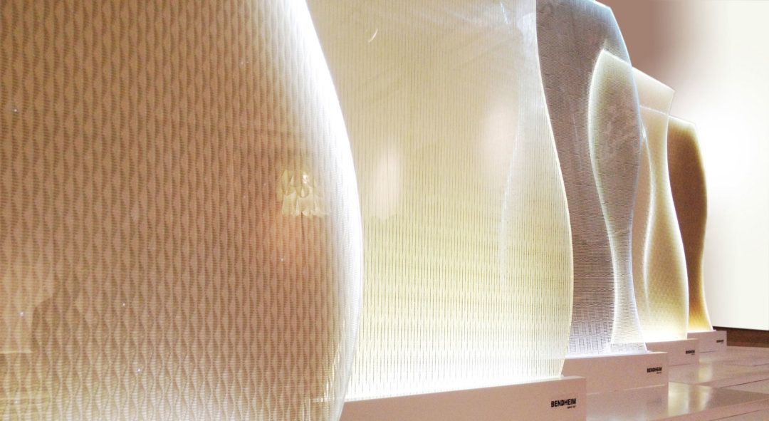 Illuminated textile laminated glass installation in a premium interior