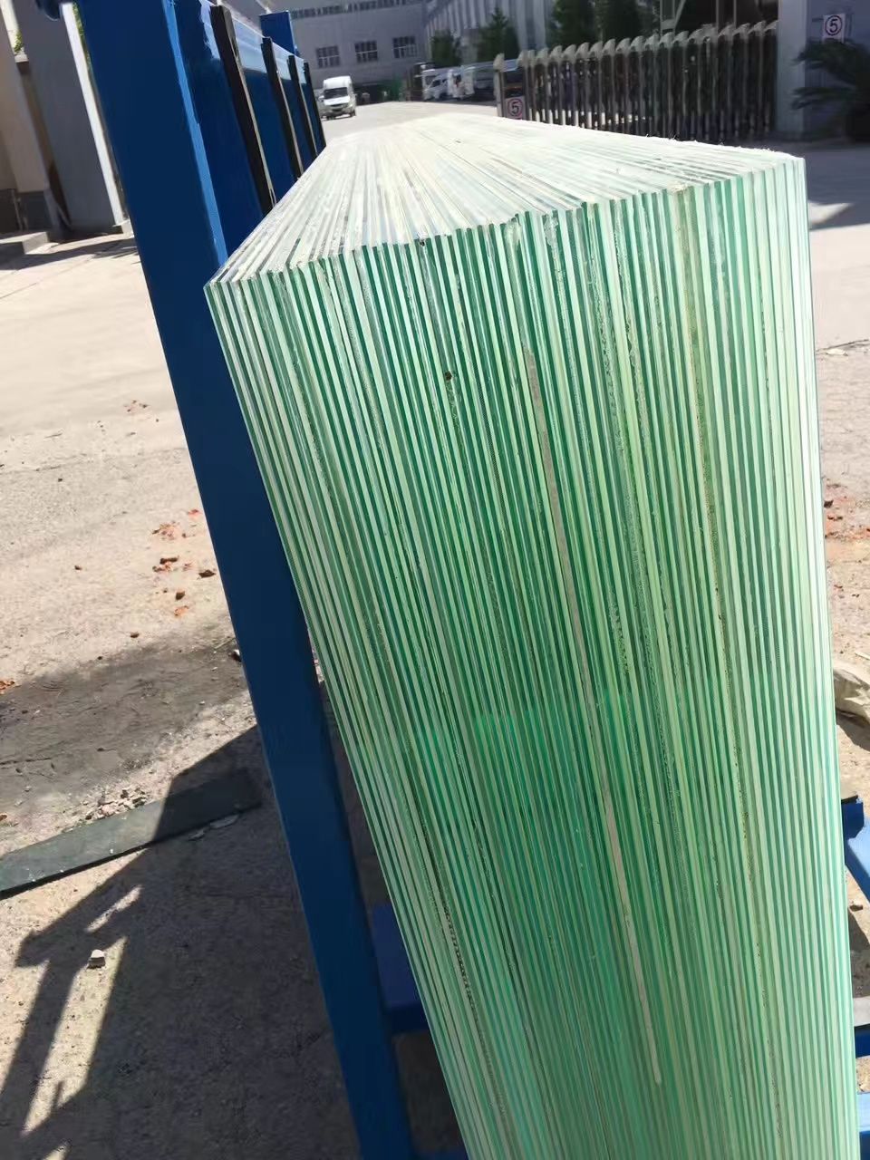 Processed architectural glass prepared for the Pan Pacific project