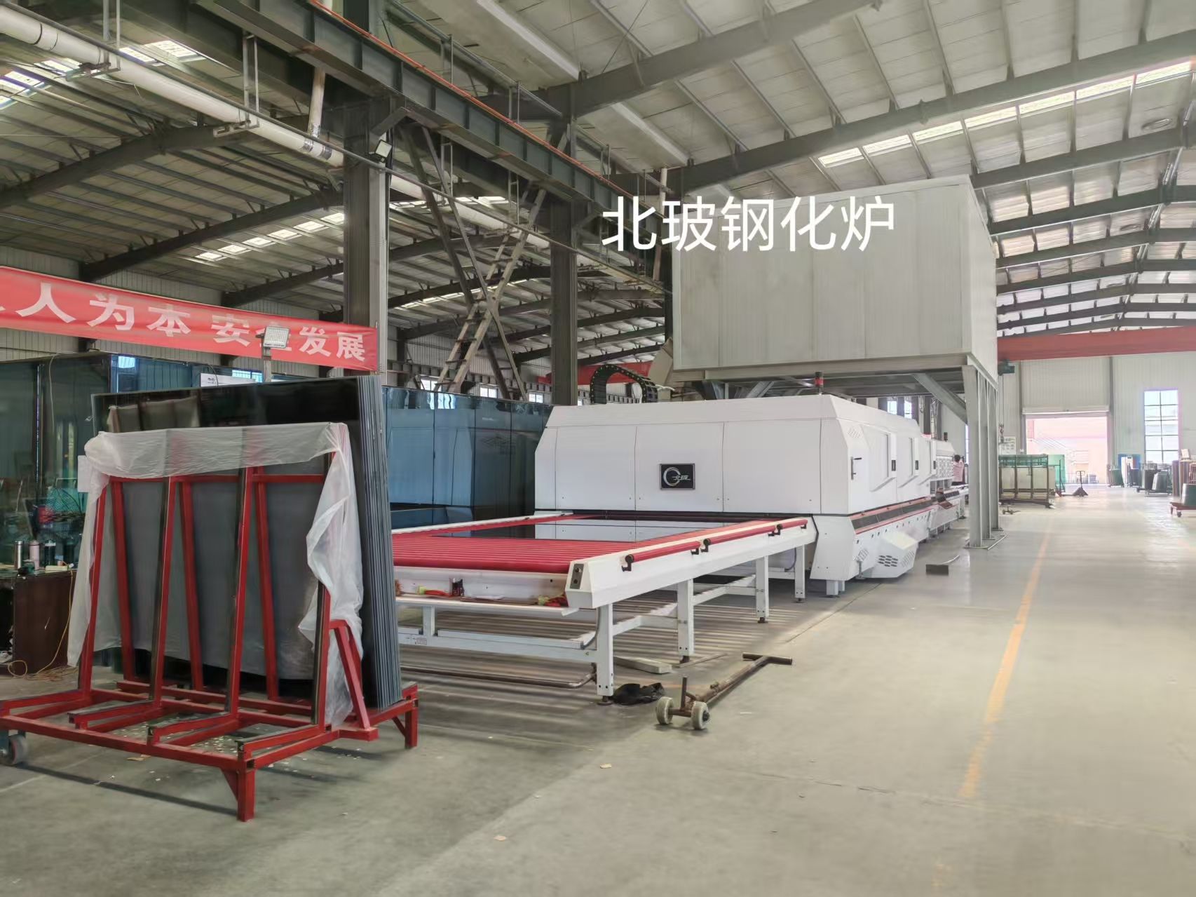 Wide view of the glass tempering furnace production line
