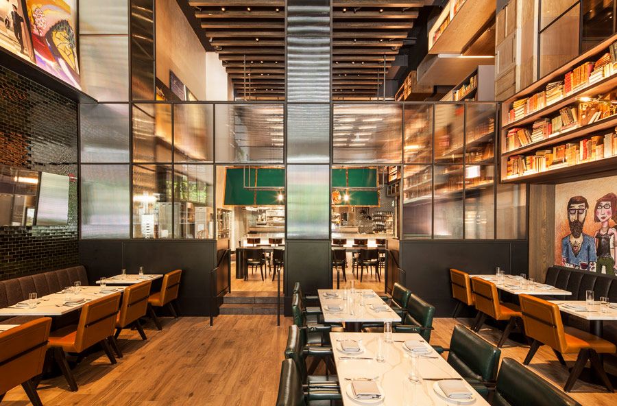 Fluted textured glass used in an upscale hospitality interior
