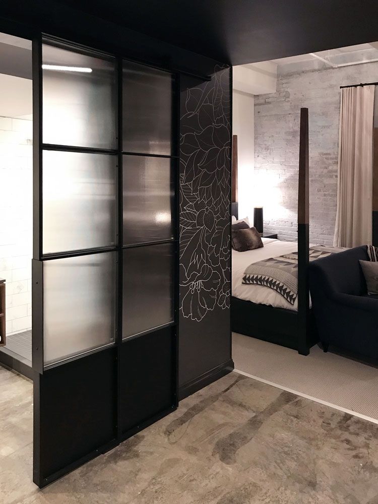 Obscure privacy glass door in a luxury hotel room