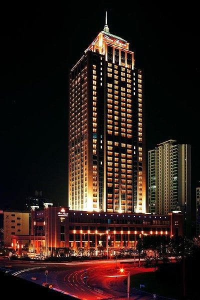 Night exterior of the former Wyndham Grand Plaza Royale Oriental Shanghai
